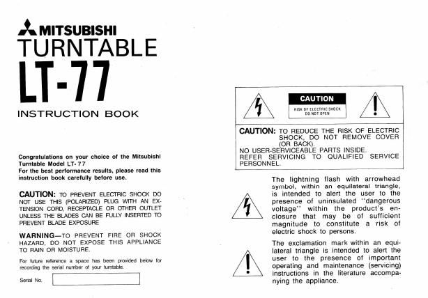 Mitsubishi LT 77 Operator Manual
